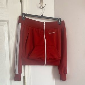 Palm Angels off the shoulder Tracksuit Jacket Burgundy